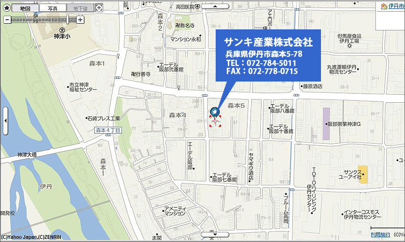 サンキ産業・兵庫県伊丹市森本5-78・地図